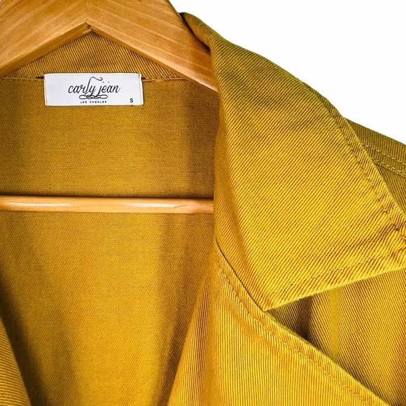 Carly Jean Los Angeles Mustard Yellow Denim Moto Jacket small CJLA - Picture 2 of 6